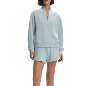 NWOT Varley Davidson DoubleSoft Stand Collar Quarter Zip in Ether Blue SZ S